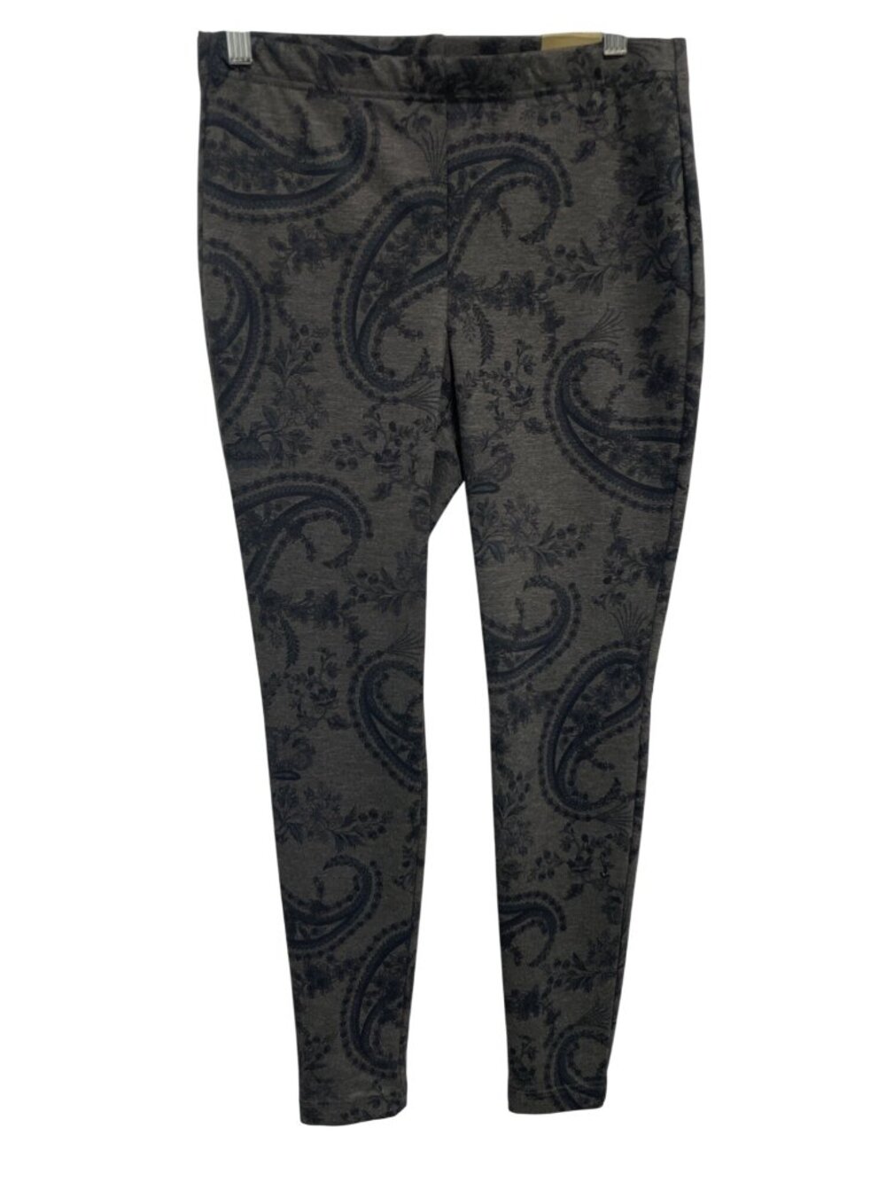Chicos Leggings Size 4 Classic Rise Fabulously Slimming Gray Paisley Boho NEW